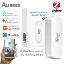 Aubess ZigBee Tuya Temperature Humidity Sensor Alexa Google Home Voice Control Smart Home Module Smartlife APP Remote Monitor