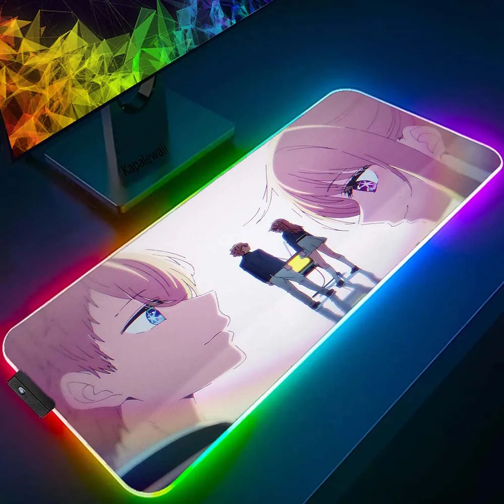 

Gamer RGB Mouse Pad Oshi no Ko Keyboard Pads 400x900mm XXL Oversize Mousepads Locking Edge Mouse Mat LED Backlit Gaming Mousepad