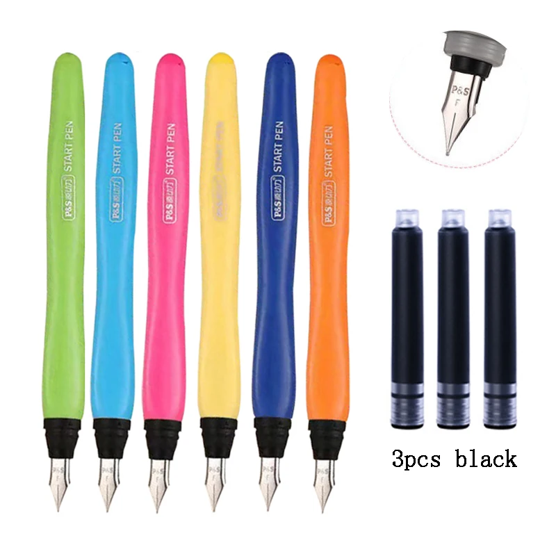 

Student Ink Pen 0.5mm Replaceable Ink Bag Set Posture Correction Exercise Calligraphy Ink Pen Stationery Office School Supplies