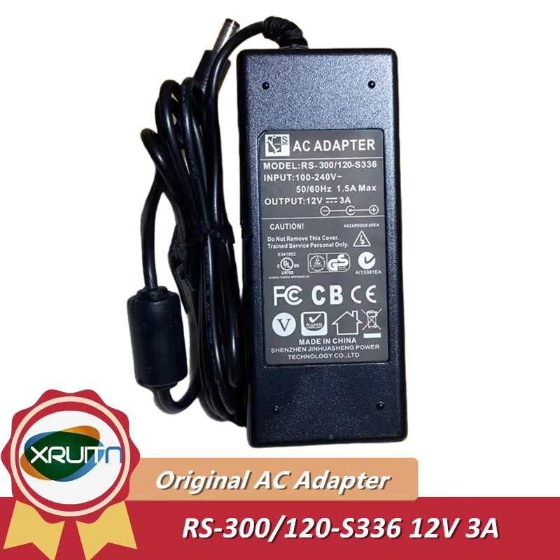 

Genuine JINHUASHENG 12V 3A RS-300/120-S336 120-S325 AC Adapter Charger Power Supply 5.5*2.1mm Original