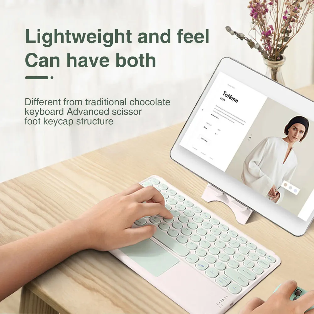 Teclado Bluetooth sem Fio com Touchpad e Mouse Retroiluminação Rgb Russo Português Espanhol Coreano Tablet Ipad Android Windows - Imagem 3