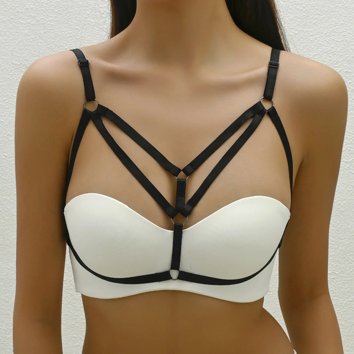 Fashionable Bamboo Sexy Strap Bra Pure Color Women's Underwear O0416 Trendy Knot Design Line Set Casual Comfortable