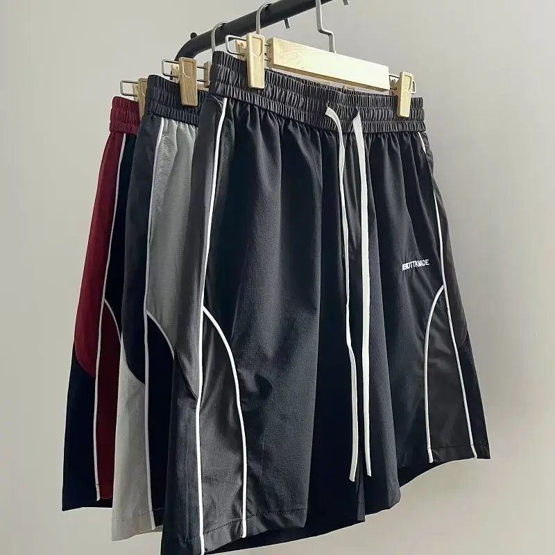 Fashion personality Korean street drawstring shorts men summer y2k simple vitality design sense couple five point sports pants