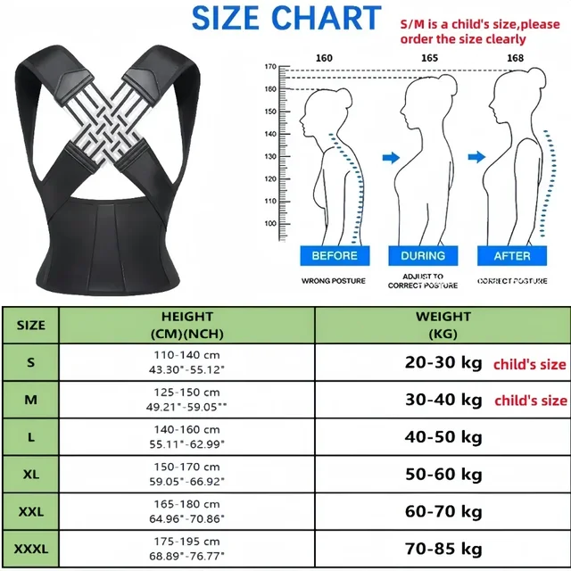 Posture Back Brace Adjustable Back Support Strap to Men and Women Prevent Spinal Distortion and Hunchback Suitable for Gym Body 6