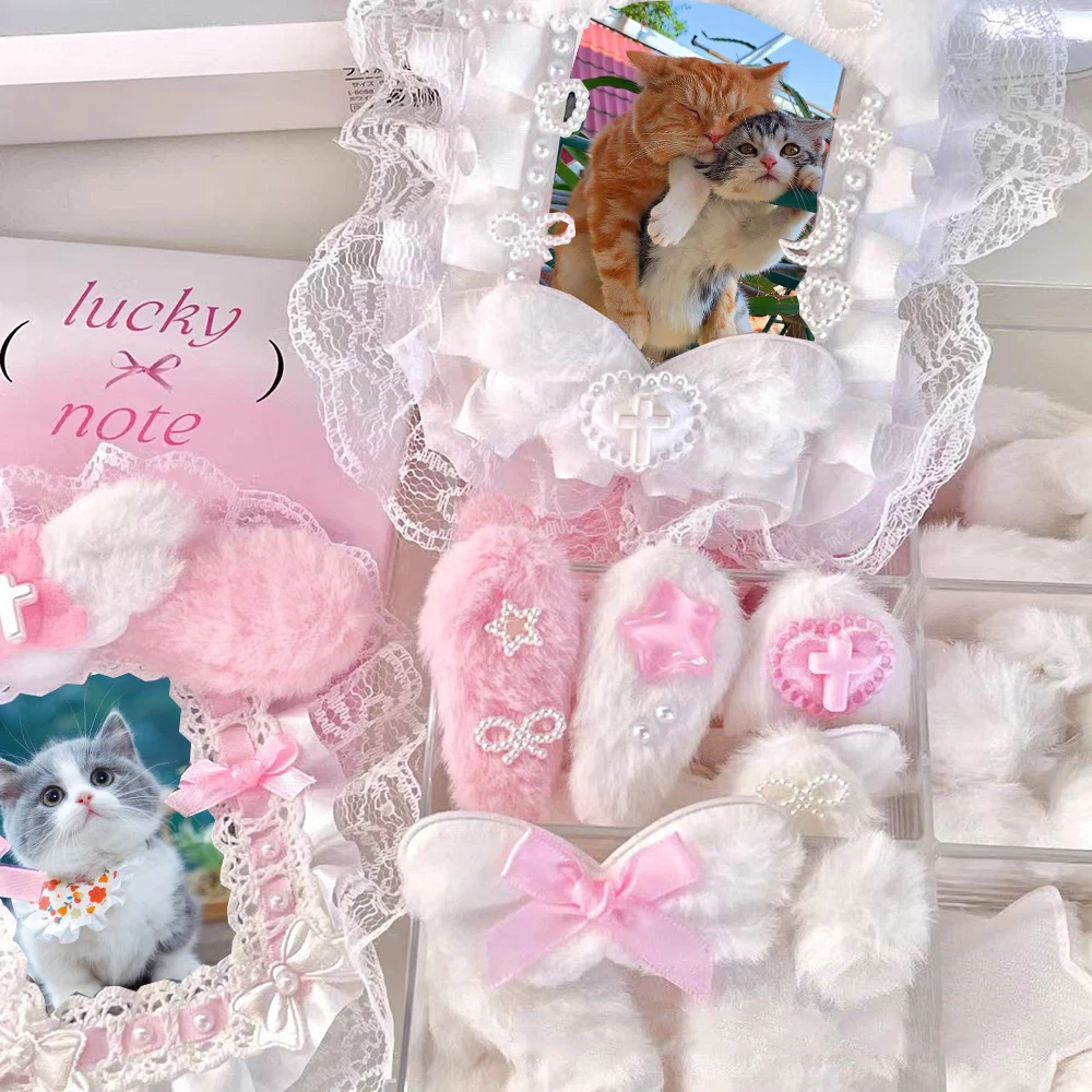 DIY Plush Ear Handmade Photocard Holder Decor Card Cover Decorative Materials Plush Cute Cartoon Photo Album Decoration