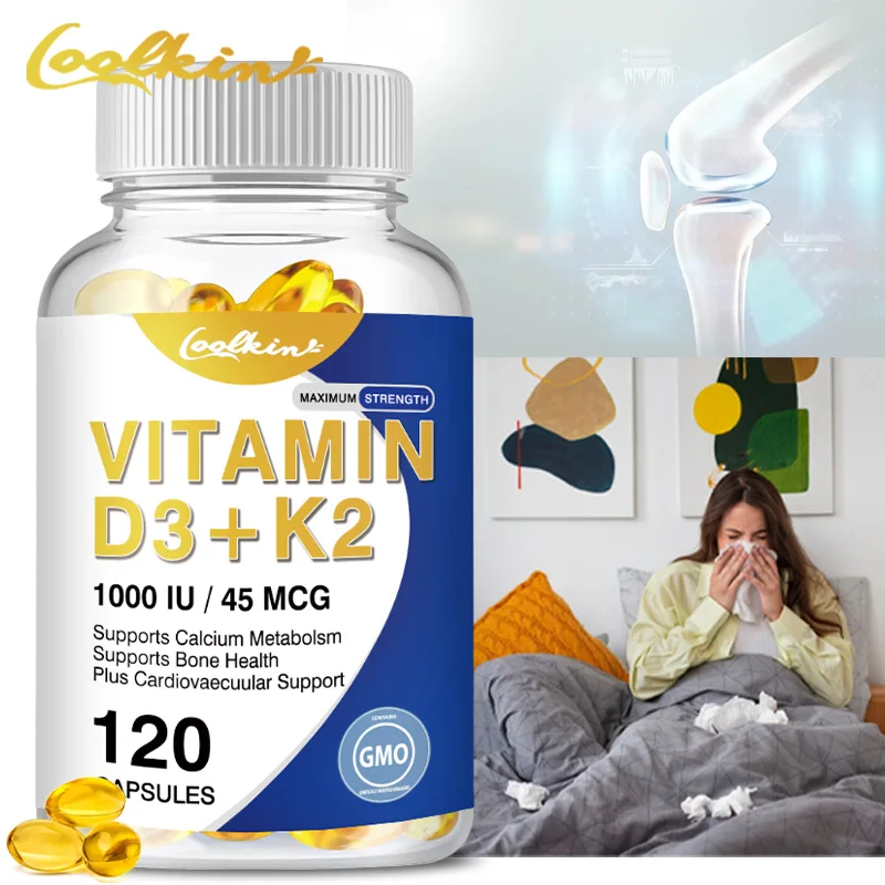 Organic Vitamin D3+K2 - Promotes Immune System, Joint, Muscle and Bone Health with Premium Minerals