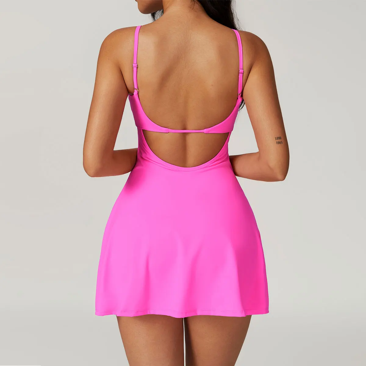 Tennis Dress with Shorts Women Badminton Clothing Casual Golf Wear Workout Gym Outfit Sport Dress with Shorts Underneath women dress,sports clothing