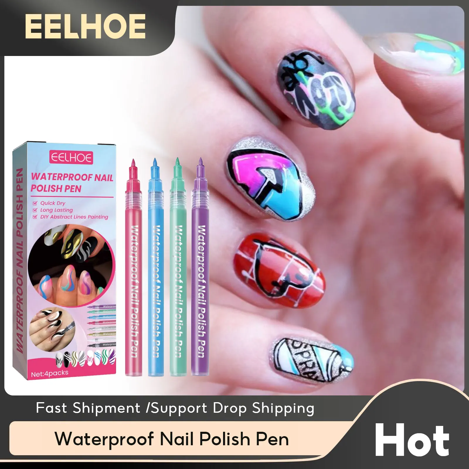

8-Color Nail Art Graffiti Pen Manicure Pens UV Gel Polish Nail DIY Design Painting Drawing Pen Hook Line Pens Nail Art Tools Set