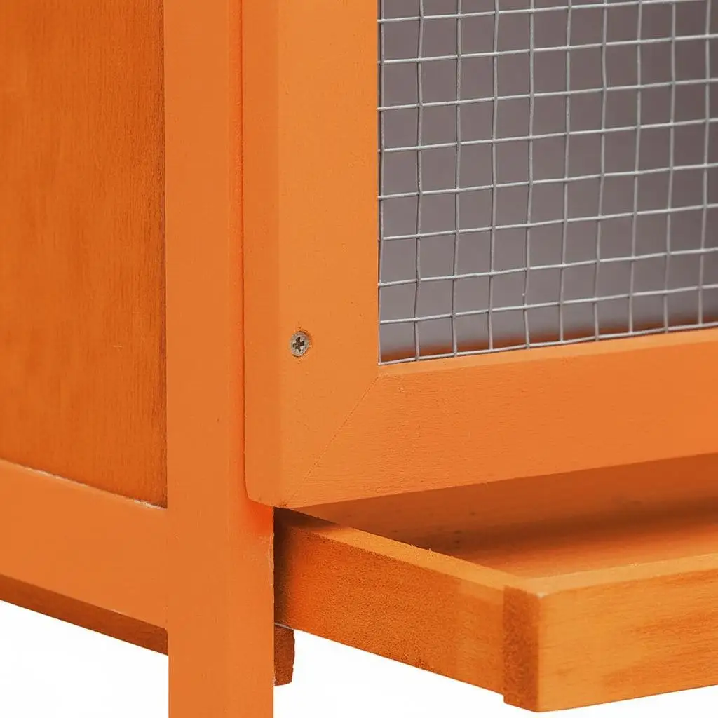 Einstöckiges Outdoor-Kaninchenstall aus massivem Fichtenholz mit wasserdichtem Dach, ausziehbarem Boden und Drahtgitter – Detail 3