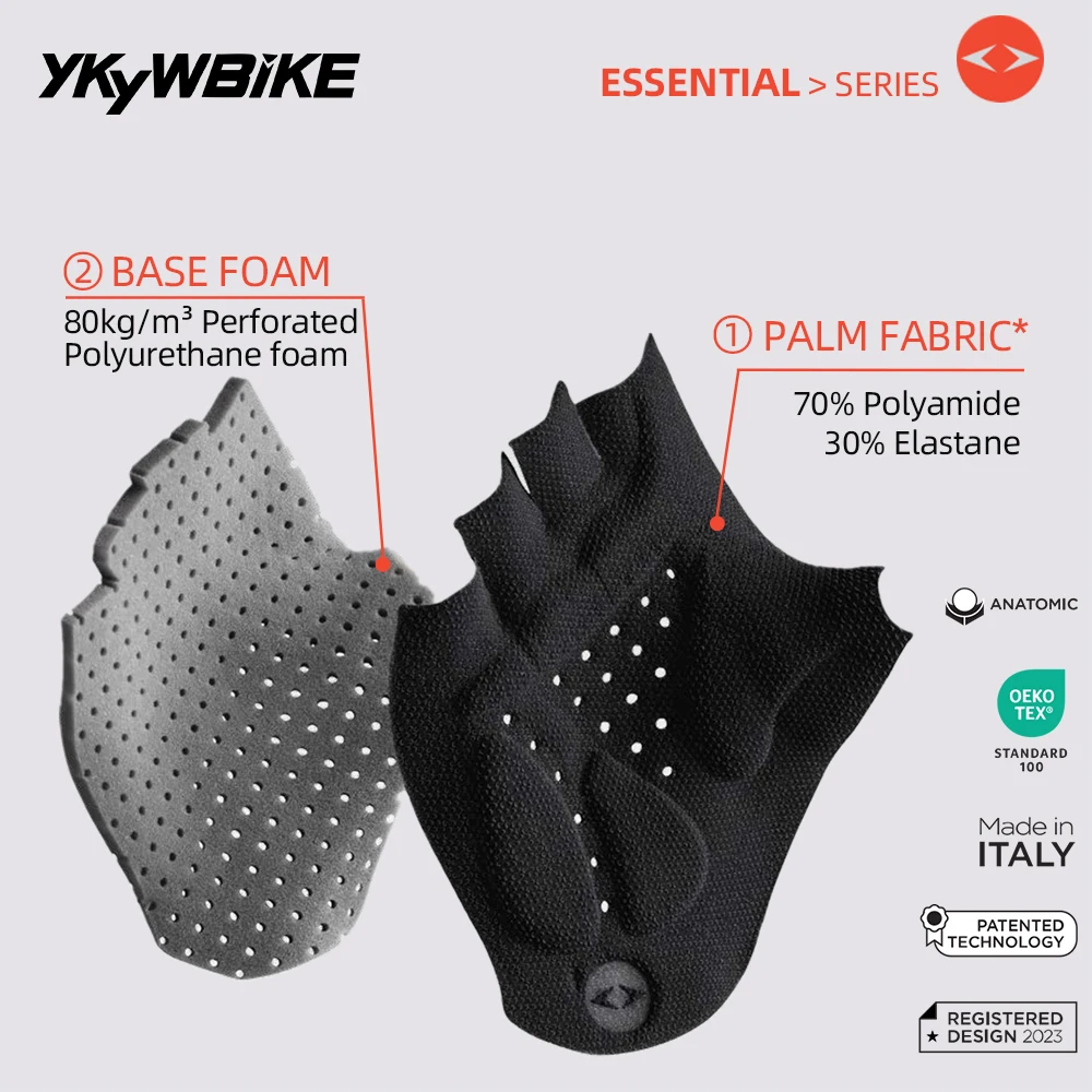 YKYW Italy Elastic Interface Cycling Half Finger Gloves Shock Absorption Anti-slip Breathable Men Women Bicycle Sport Gloves 2