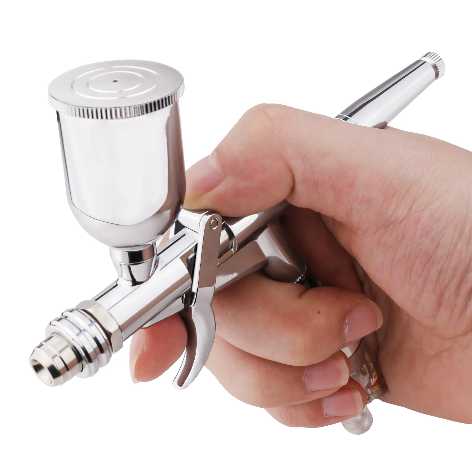 Pistol Grip Airbrush Kit 0.3mm/0.5mm with Fan Cap 15CC Fluids Cups Efficiency for Car Model DIY Painting Makeup Nail Art Cake 4