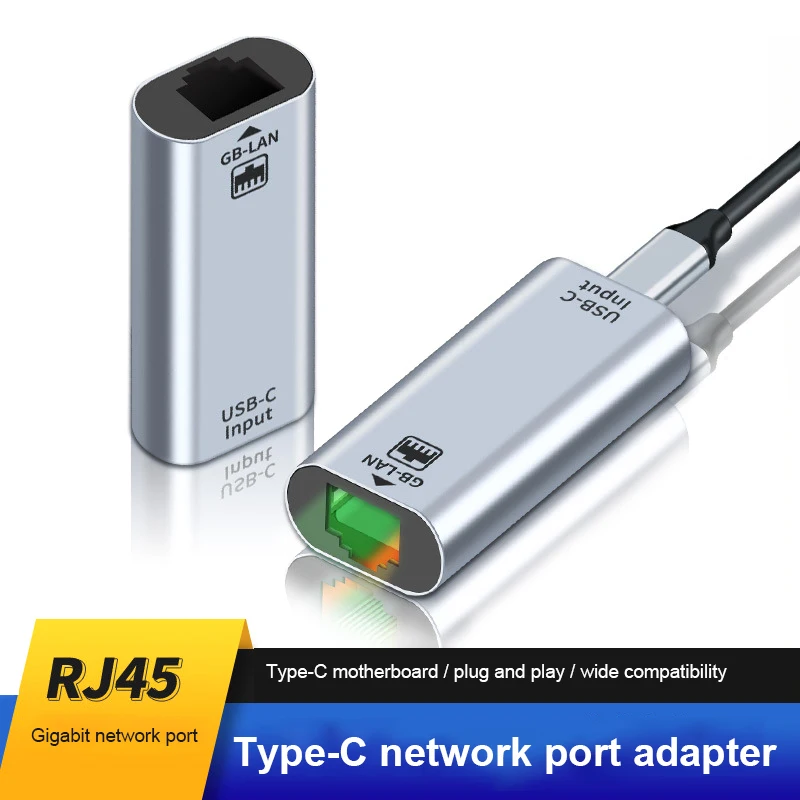 PC 노트북 스마트폰용 유선 LAN 네트워크 카드, C 암-RJ45 암 USB C 타입-이더넷 어댑터, 10/100/1000 기가비트