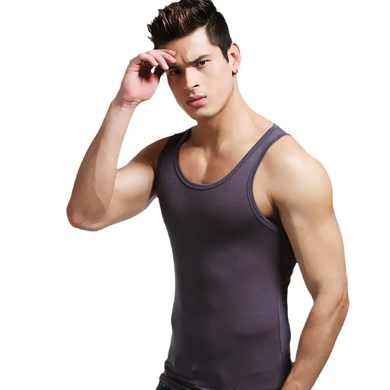Men's Modal Thin Sweat Vest Summer Sports Top Cross-back Tight Fitness Elasticity Sleeveless Base Layer Top
