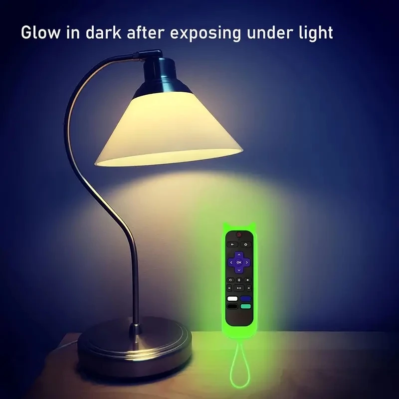 Glow In The Dark Silicone Universal Remote Control Cover Remote Case With Lanyard Compatible With TCL Hisense Roku TV Co silicone remote case silicone remote cover silicone remote sleeve remote controller cover silicone case protector