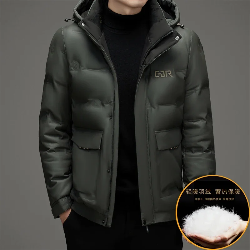 thumbnail image 1 of Chaqueta de plumón ligera para hombre, ropa de diseñador, chaqueta de plumón de pato para hombre, chaqueta de cuero para hombre con relleno frío, abrigo de invierno cálido para hombre, 1 of 5