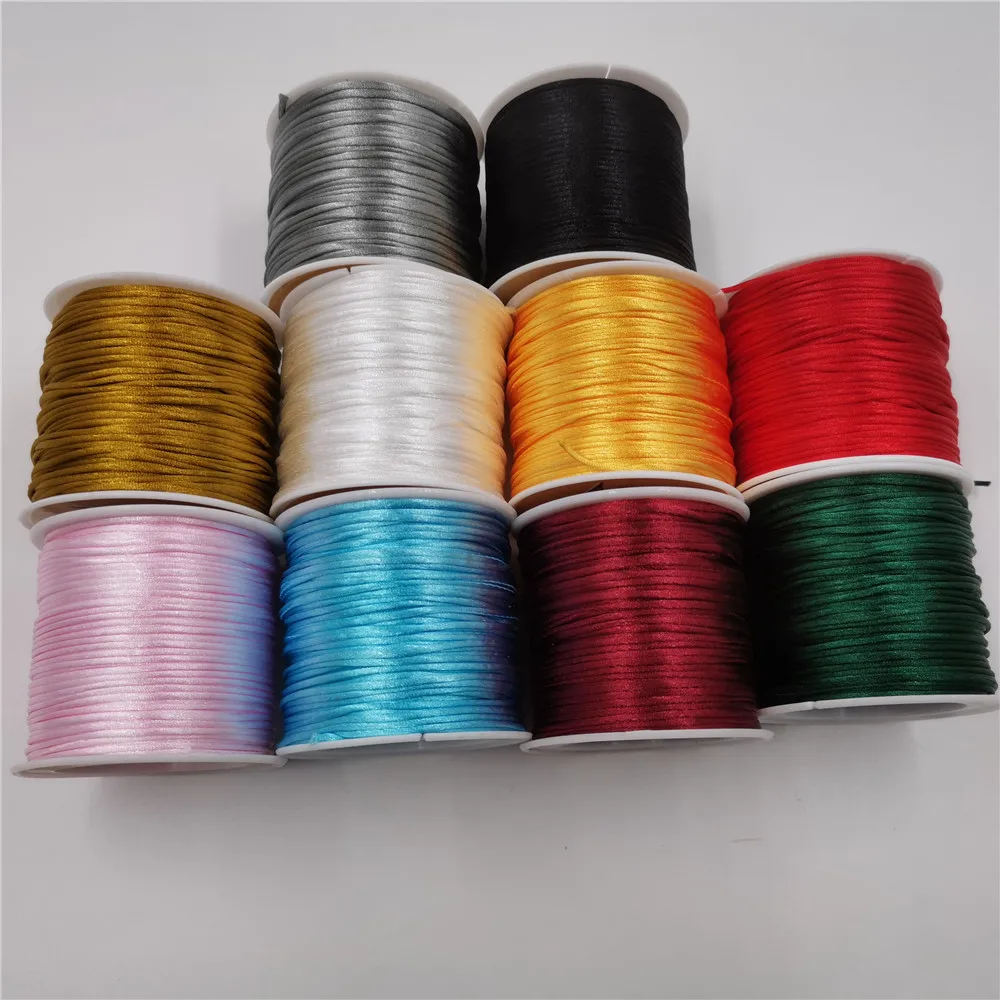 35 Colors 1MM Strong Braided Macrame Silk Satin Nylon Cord Rope DIY Making  Findings Beading Thread Wire 50meters Spool