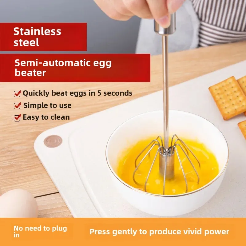 Stainless Steel Half Automatic Egg Beater Manual Handheld Cream Whisk Egg Stirrer Kitchen Tool For Home Use On China Mainland