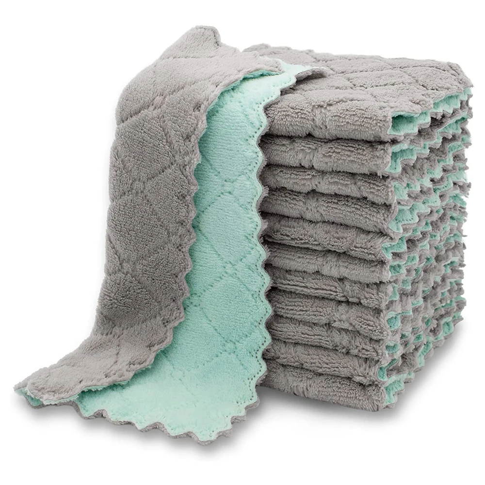 Super Absorbent Coral Velvet Kitchen Dish Towels - 10-Pack, Nonstick & Fast Drying
