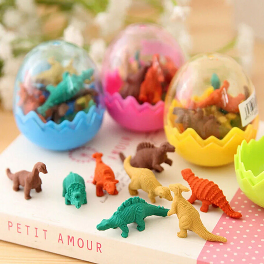 8x Dinosaurs Egg Pencil Rubber Eraser Student Office Stationery _ti 