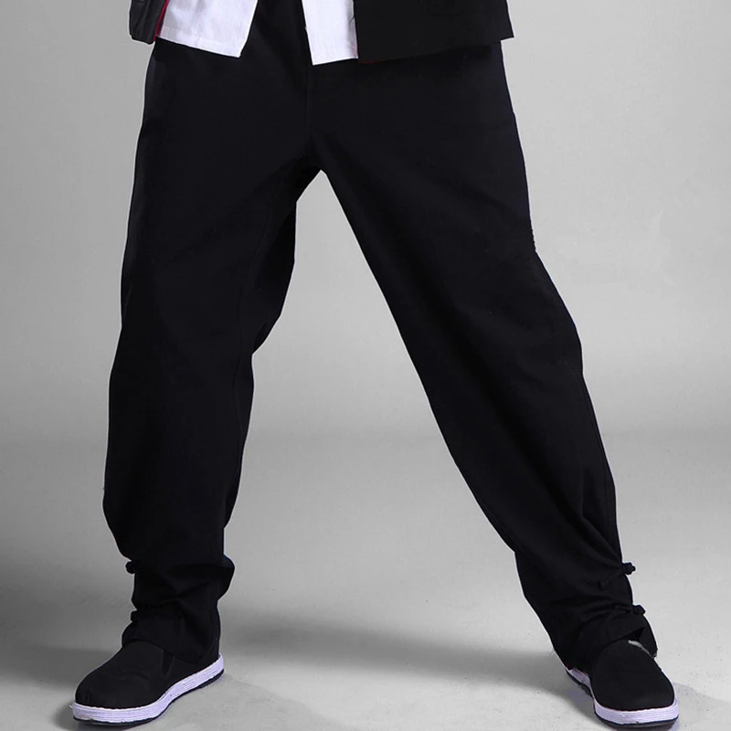 Cotten Tai Chi Pantaloni Wu Shu Pantaloni Arti Marziali Kung Fu Wing Chun Pantaloni Nero Blu Colore M-Xxxxl
