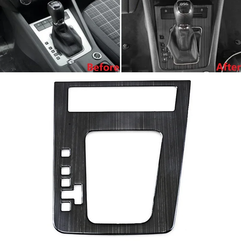 Stainless Steel Car Gear Shift Panel Cover Replacements Interior Mouldings For Skoda Octavia/RS 2015-2019 Auto Sticker - 1