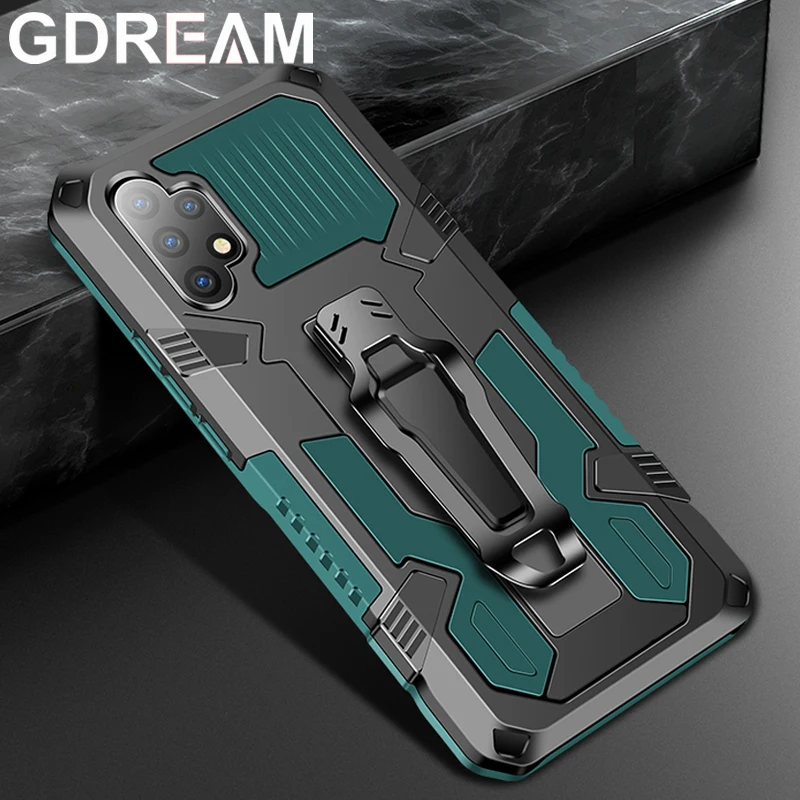 

Shockproof Back Clip Phone Case For OPPO Realme C20 C21Y C25Y C15 C12 Magnetic Armor Bracket Protective Cover For Realme C31 C35