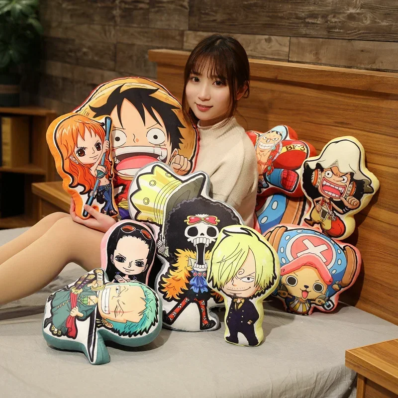Anime One Piece Original Plush Pillow Luffy Sanji Brook Cushion Couch Bedroom Doll Soft Stuffed Toys Birthday Christmas Gift
