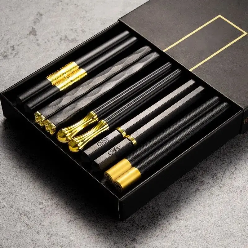 Finger Chopsticks Non Slip Wooden Sushi Led Chopsticks 5pcs Alloy Do Not Mold Household Set