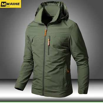 Giacca a vento da uomo Giacche Cappotto militare impermeabile con cappuccio Uomo Nuove giacche da combattimento Uomo Autunno Escursionismo all'aperto Ciclismo Bomber Outwear 1