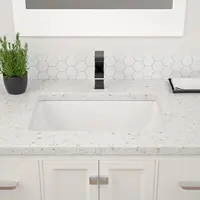 Undermount Bathroom Sink Rectangle 19"x13" White Porcelain Ceramic Rectangular Vessel Sink Under Counter Lavatory 1