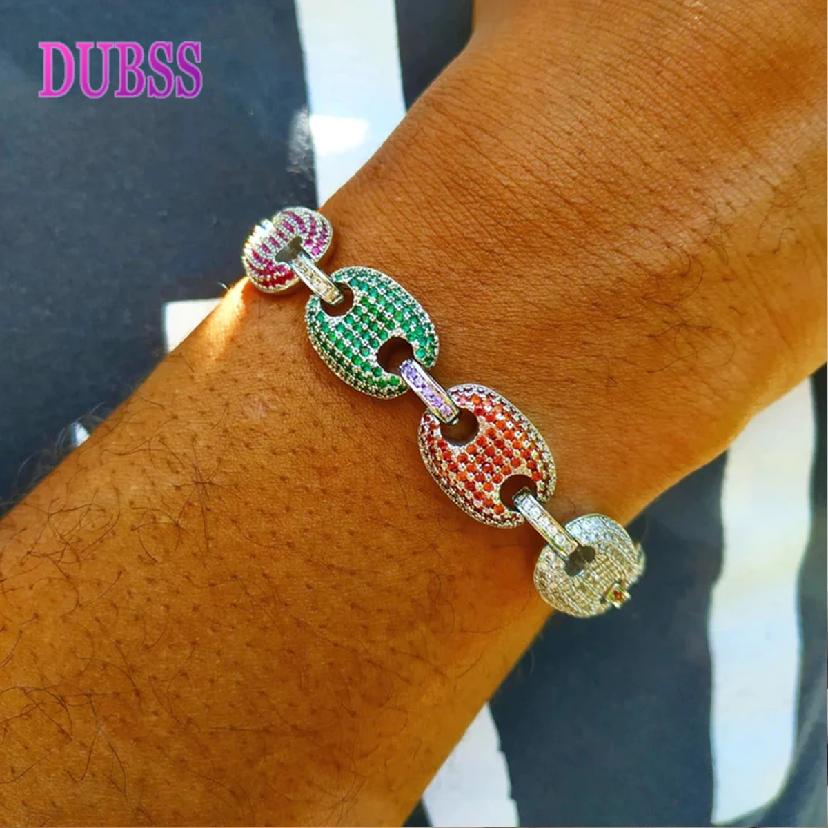 Dubss 12MM Cuban Link Bracelet for Men Hip Hop Jewelry Charm Bling Copper Material Iced Out Cubic Zircon 2024 Trend