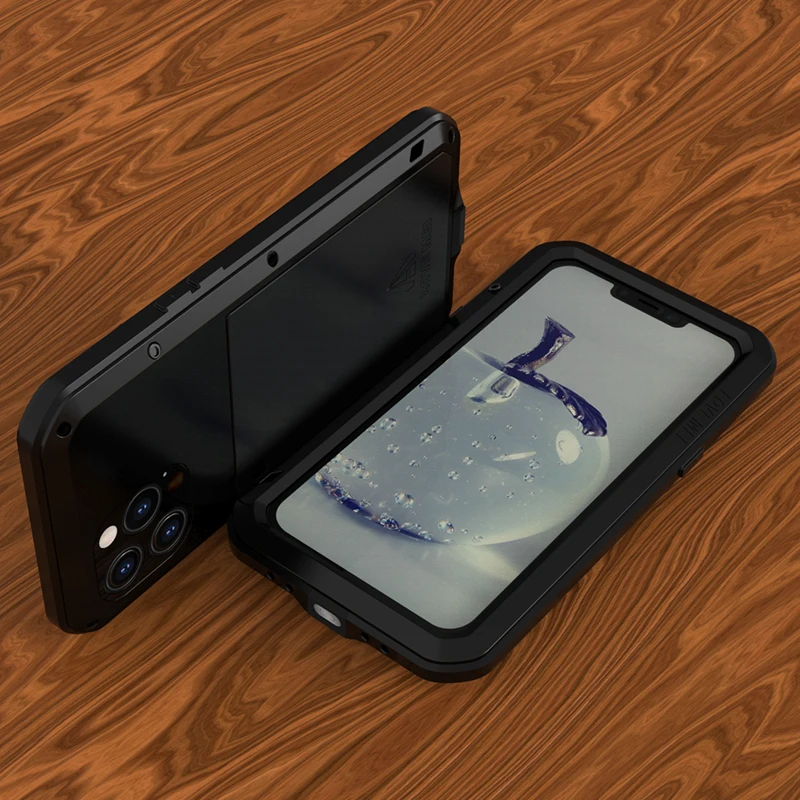 Love Mei Heavy Duty Protection Cases For Iphone 14 13 Pro Max Iphone13 Mini iphone14 Plus Metal Aluminum Armor Case Cover