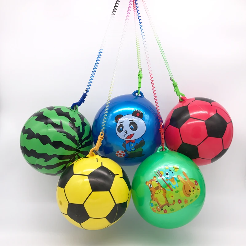 Children Game Bouncing Balls With Chain Kids Entertainment Play Portable 22cm Inflatable Soft Ball Toys