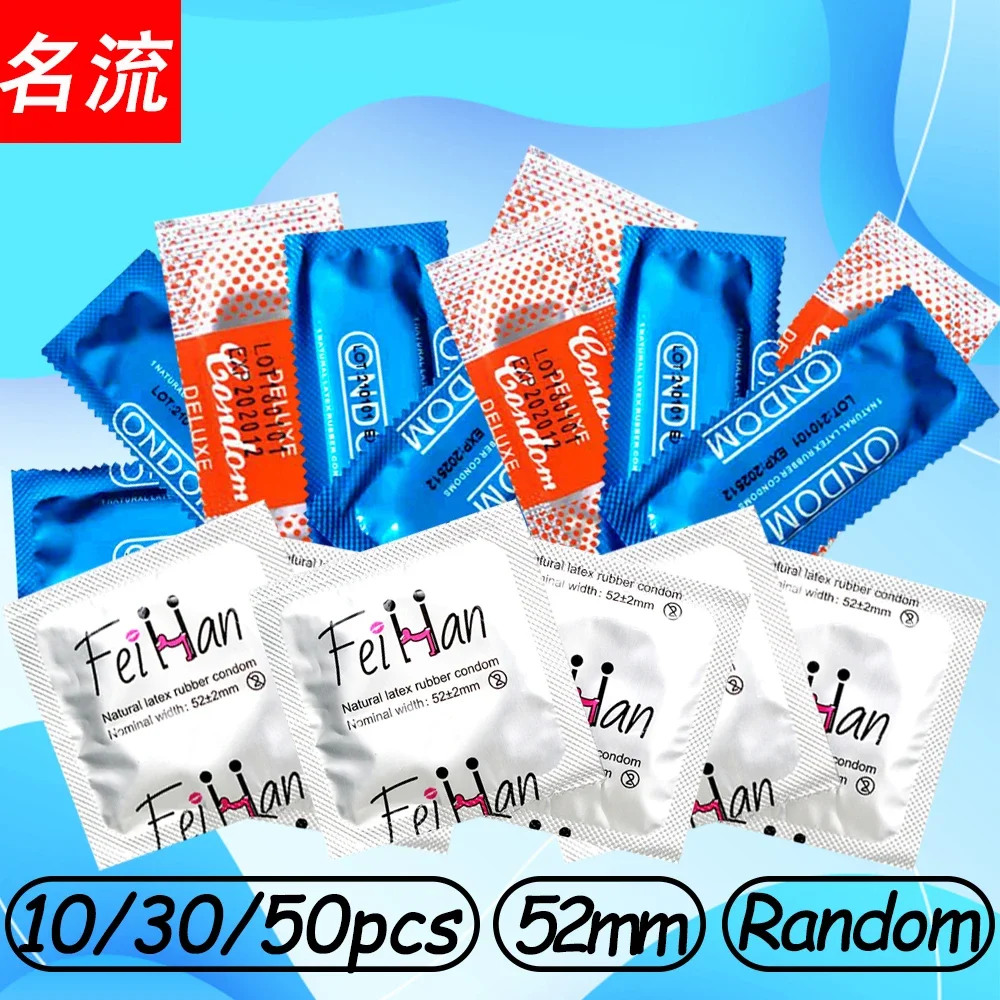 condoms sex toys 10/30/50pcs 52mm Ultra Thin Natural Latex Lubrication Contraception Supplies Adults Products