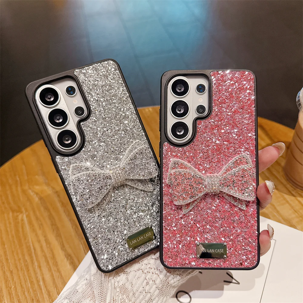Luxury 3D Rhinestone Butterfly Bow Glitter Phone Case - Full Screen Shockproof Bumper Cover