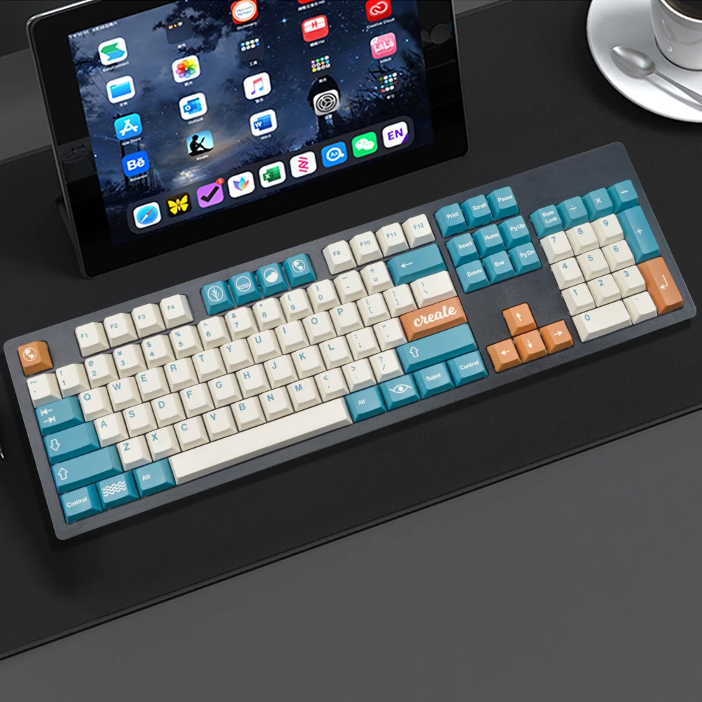 CuteCieateKeycapsPBTCherryProfileAnimeWhiteGreenBacklit