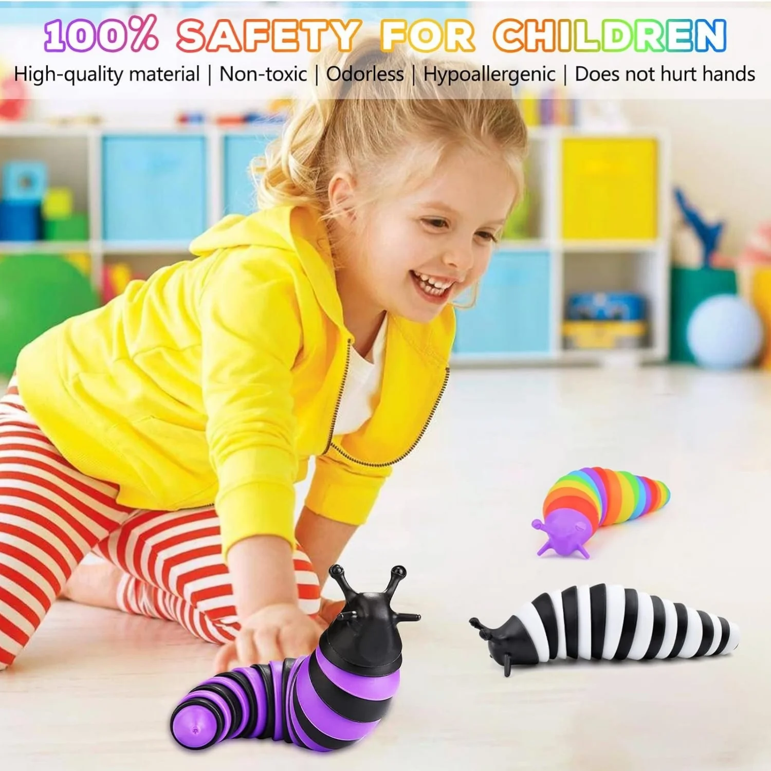 1pc Sensory Slug Fidget Toy for Kids Caterpillar Anxiety Sensory ADHD Autism Toys Exercise Wrist Strength & Stress Relief Gifts
