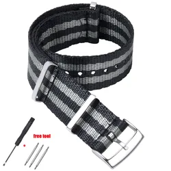 Premium 20mm High-Density Nylon Watch Strap - Universal Sports Band Replacement (B-Black-Grey-20mm)
