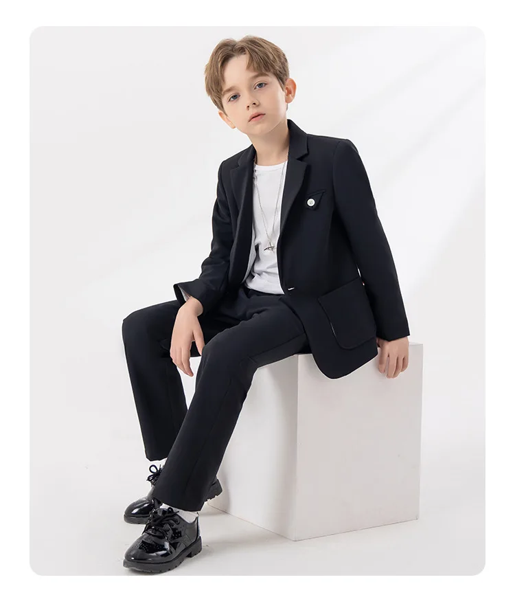 Frühling Herbst Anzüge Für Kinder Jungen 1-14 Jahre Jungen Anzüge Outfits Set Teen Junge Leistung Kostüm Anzug Set schwarz Anzug Für Kinder – Detail 11