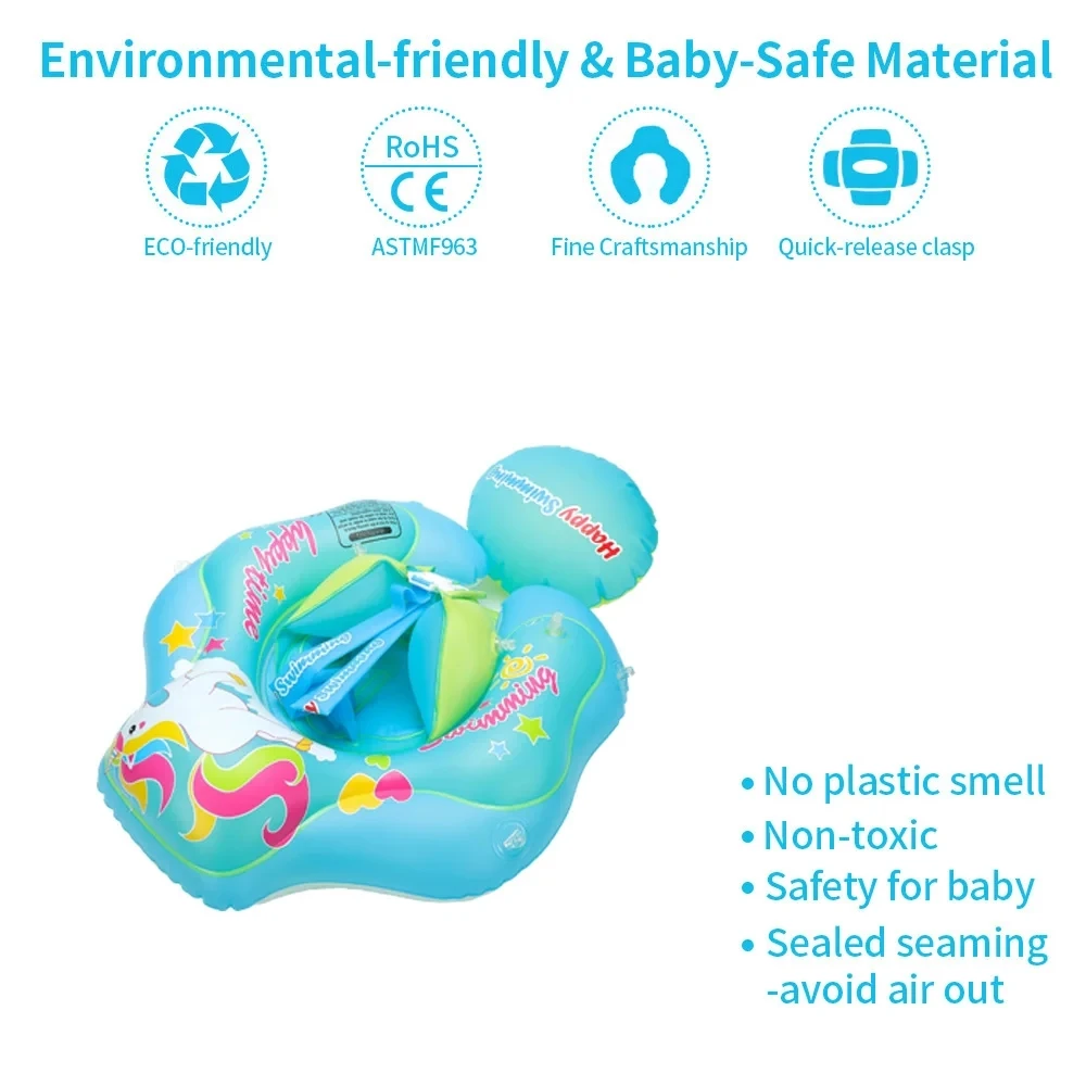 Infant Swimming Float Ring with Canopy Inflatable Kids Bathing Toy Summer Circle Floating Ring for Toddlers Baby Pool Accessory