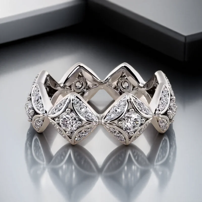 Unique White Zircon Geometric Rings For Women Silver Color Pormise Engagement Wedding Bands Bridal Jewelry Mothers Day Gifts 1