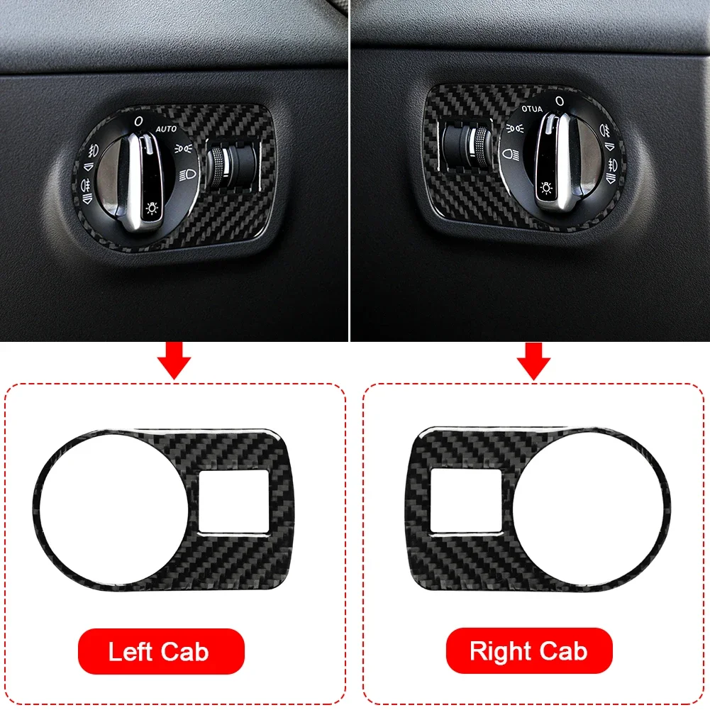 Carbon Fiber Car Headlight Switch Button Frame Cover Trim Interior Sticker For Audi TT MK1 8N 8j MK123 2008-2014 Accessories