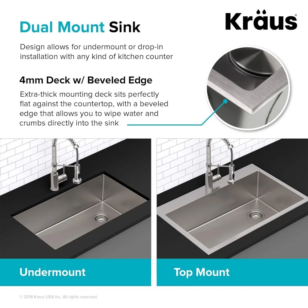33-inch Drop In/Undermount 16 Gauge Double Bowl 2-Hole Stainless Steel Kitchen Sink Sinks Multifunction Fixture Home Improvement 5