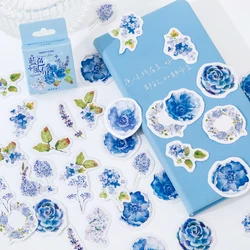 Blue Flower Phone Aesthetic Stickers Decoracion Scrapbooking Accessories Sticker Flakes School Supplies 46PCS