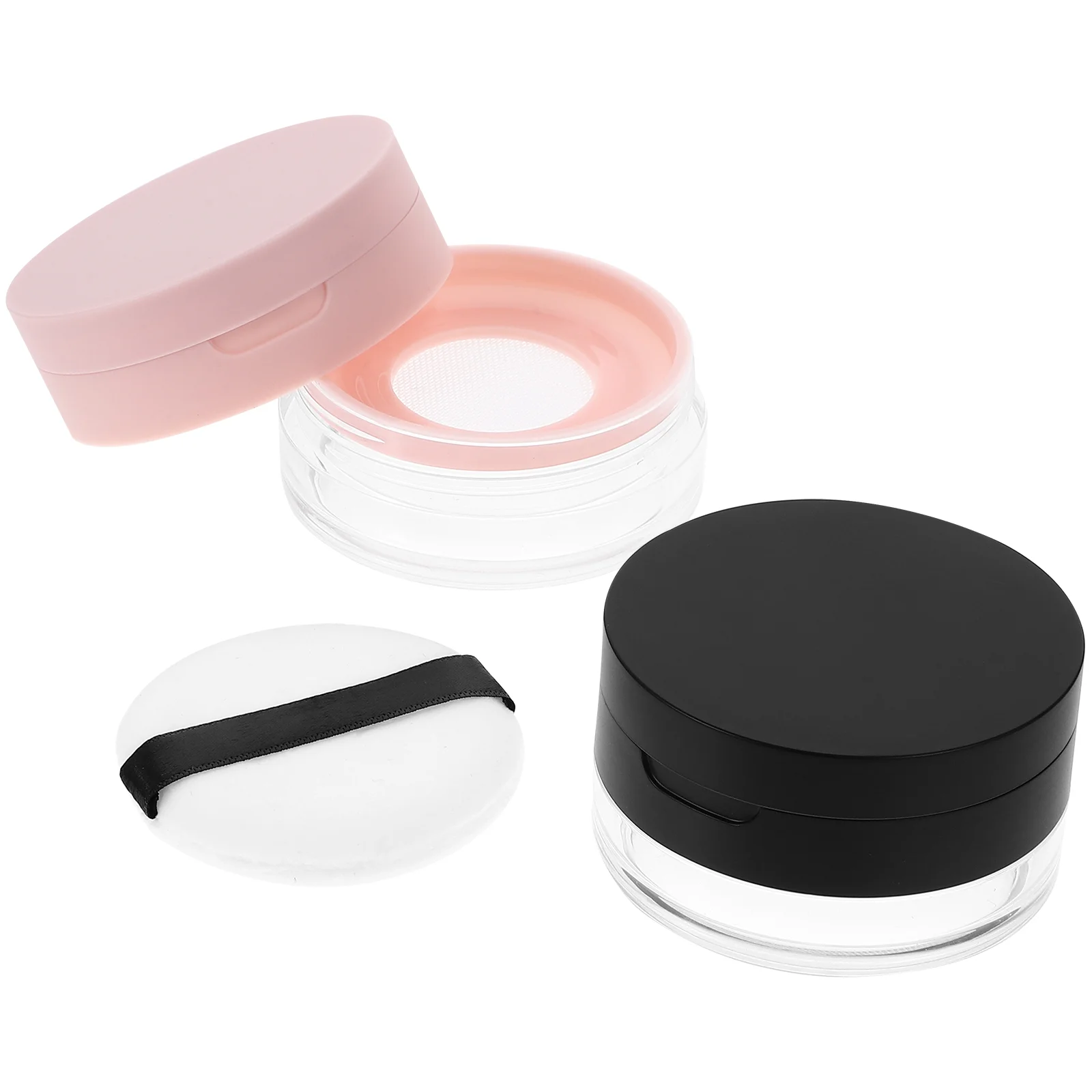 

2 Pcs Portable Elastic Mesh Powder Box Makeup Containers Travel Foundation Loose