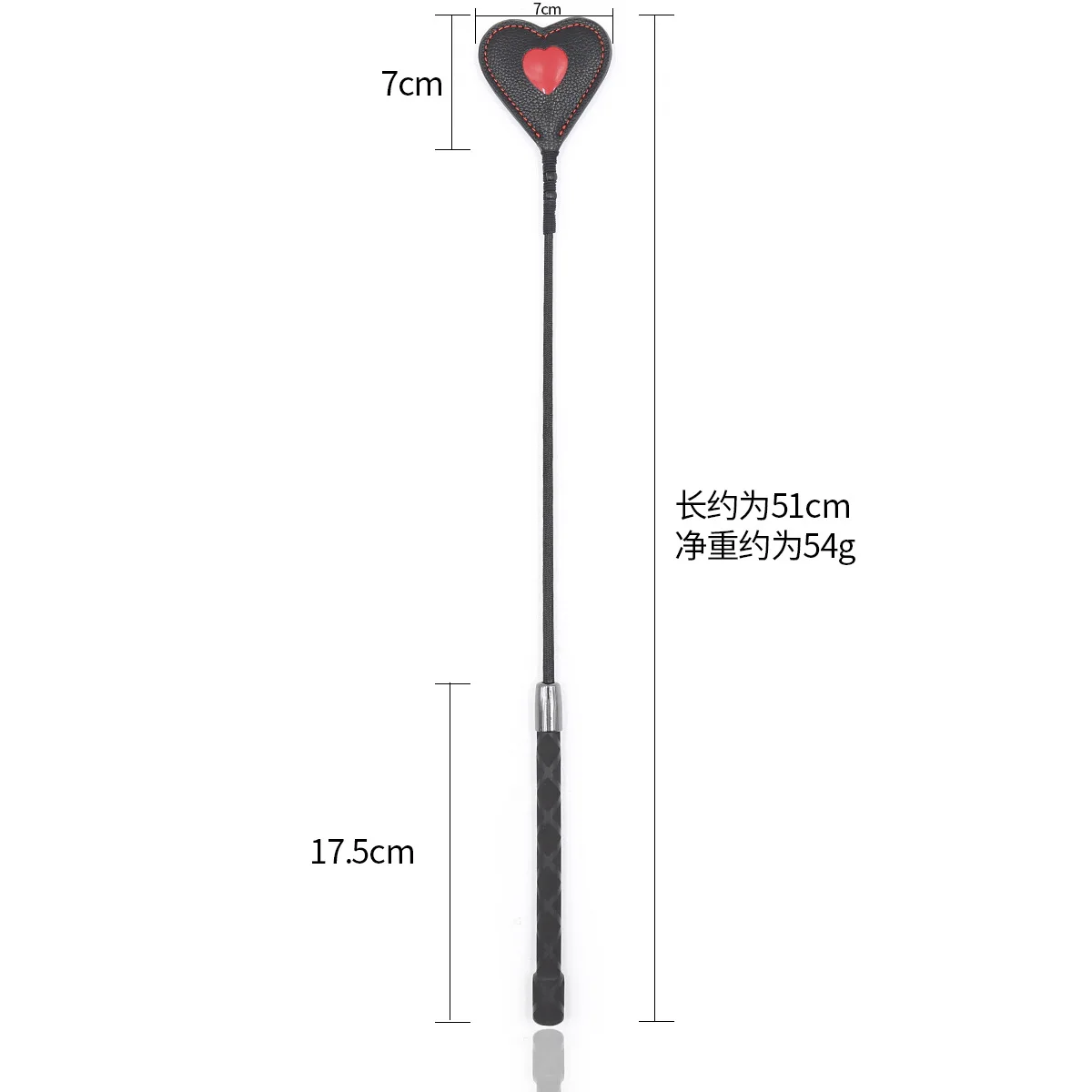 51CM Pu Leather Paddle, Heart-Shaped Riding Crop Pu Leather Horse whip,Submissive,Flog Spank Paddle 2