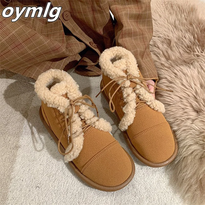 Snow boots for women in winter 2023 new lace up plush shoes plush and thick insulation cotton boots for women in cotton shoes