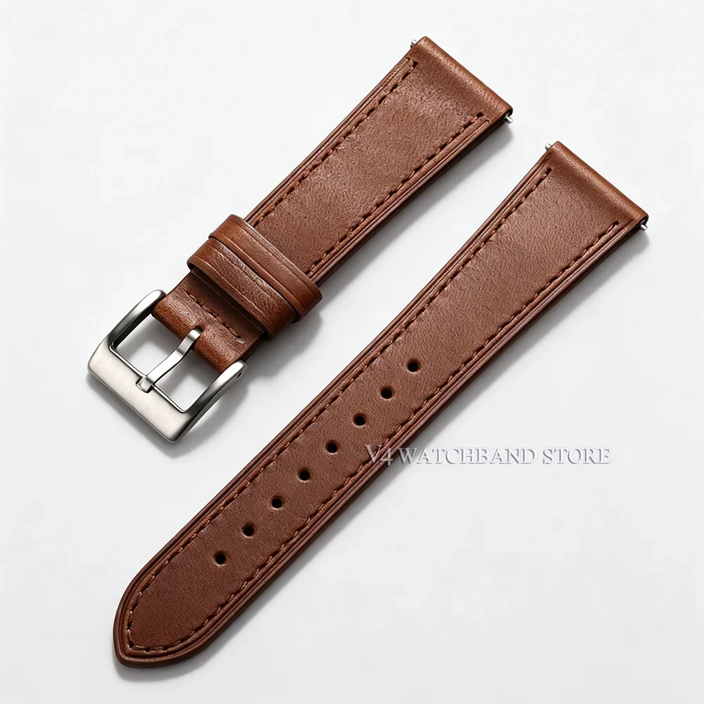 Premium Waterproof Leather Watch Strap with Pin Buckle - Versatile Sizes