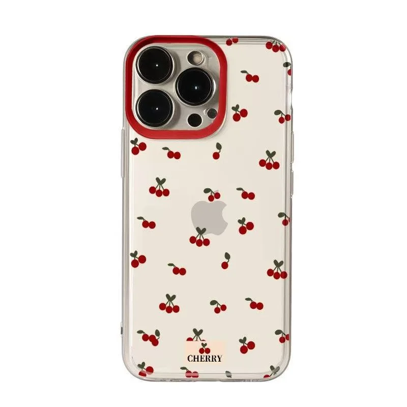 Cherry Pattern Soft Clear Phone Case - Cartoon Design Cover