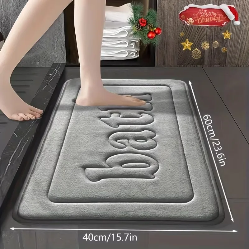 Plush Absorbent Bathroom Floor Mat - Soft, Anti-Slip, Flannel Water-Resistant Decor
